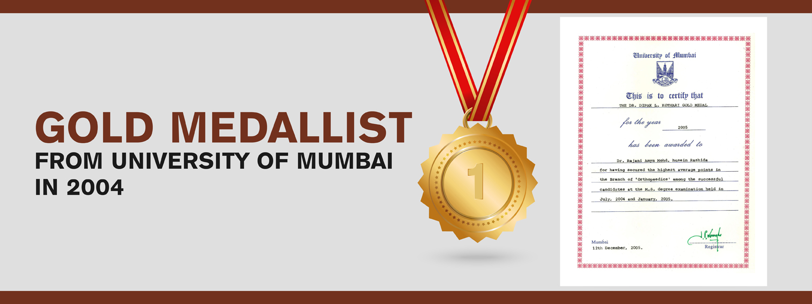 Gold Medallist From University Mumbai Of in 2004, Dr. Amyn Rajani